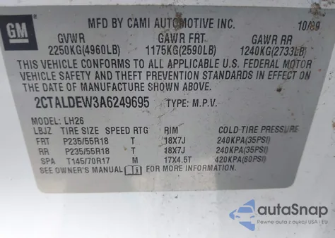 2010 GMC Terrain Sle-2 z USA, uszkodzony, nr VIN 2CTALDEW3A6249695